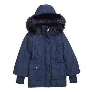 Girls Parka Jacket Navy (Big Kids) Size 14 by Habitual girl Emmerson Faux Fur